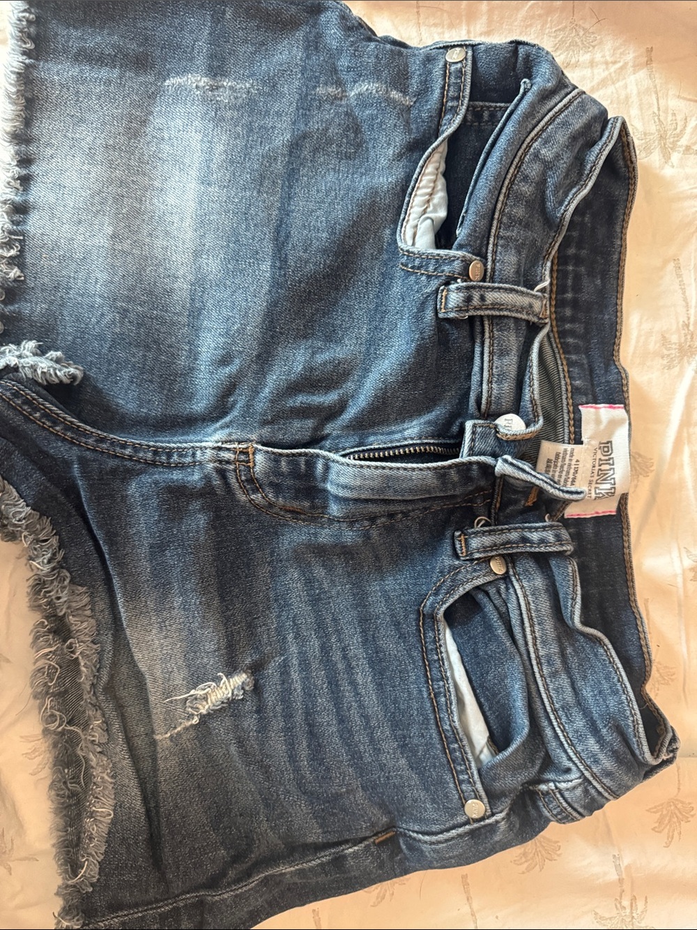 PINK Victoria's Secret Distressed Denim Cutoff Shorts - Blue